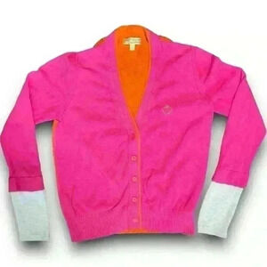 Princess Vera Wang Y2K cardigan button up sweater pink multi colorblock‎ glitter